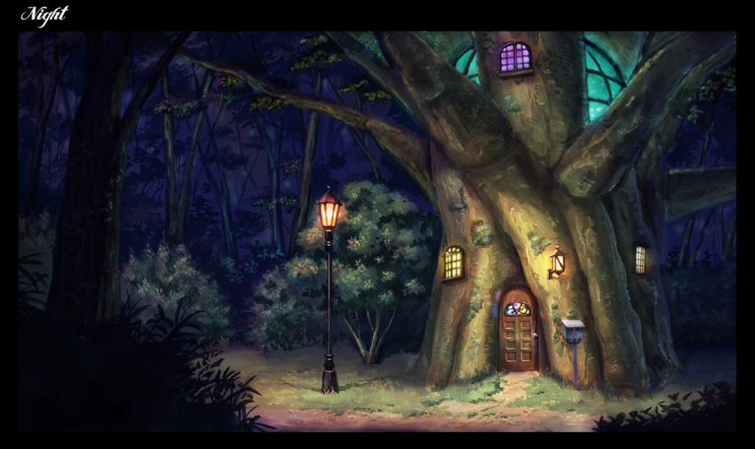 birijian, black_border, border, bush, calligraphy_brush_(medium), commentary_request, door, graphite_(medium)