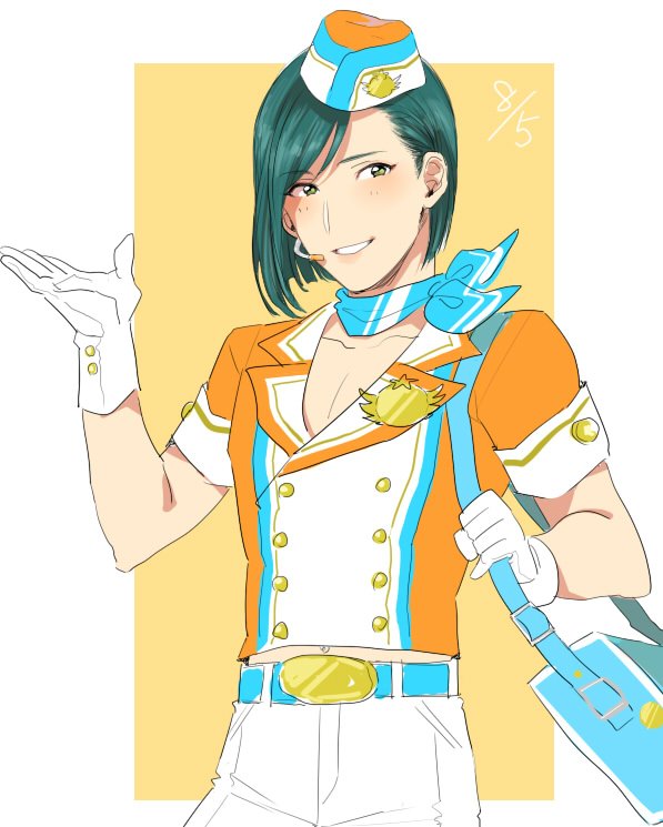 10s, 1boy, bag, belt, bishounen, blue_bag, blue_scarf, bob_cut