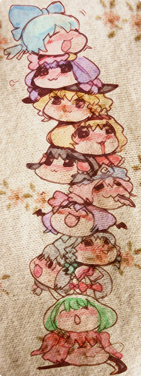 6+girls, :3, alice_margatroid, bad_id, bad_pixiv_id, blush, chibi, cirno