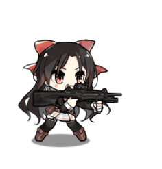 1girl, :d, ^_^, ammunition_pouch, animated, animated_gif, belt, beretta_cx4_storm