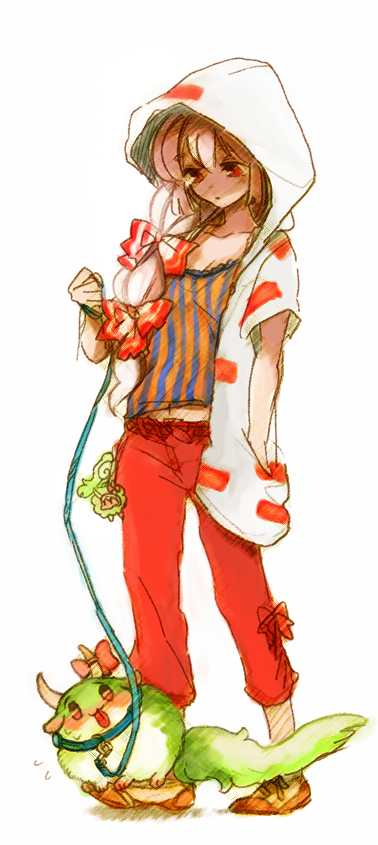 1girl, :p, adapted_costume, bad_id, bad_pixiv_id, capri_pants, contemporary, ex-keine