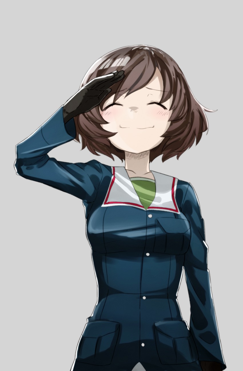 10s, 1girl, absurdres, akiyama_yukari, brown_hair, closed_mouth, female_focus, girls_und_panzer