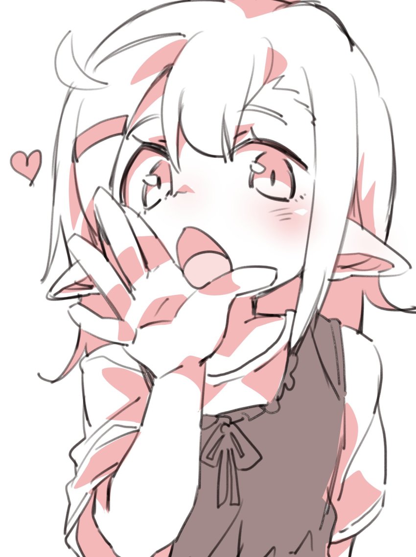 1girl, fellatio_gesture, female_focus, hair_ornament, hairclip, heart, highres, looking_at_viewer