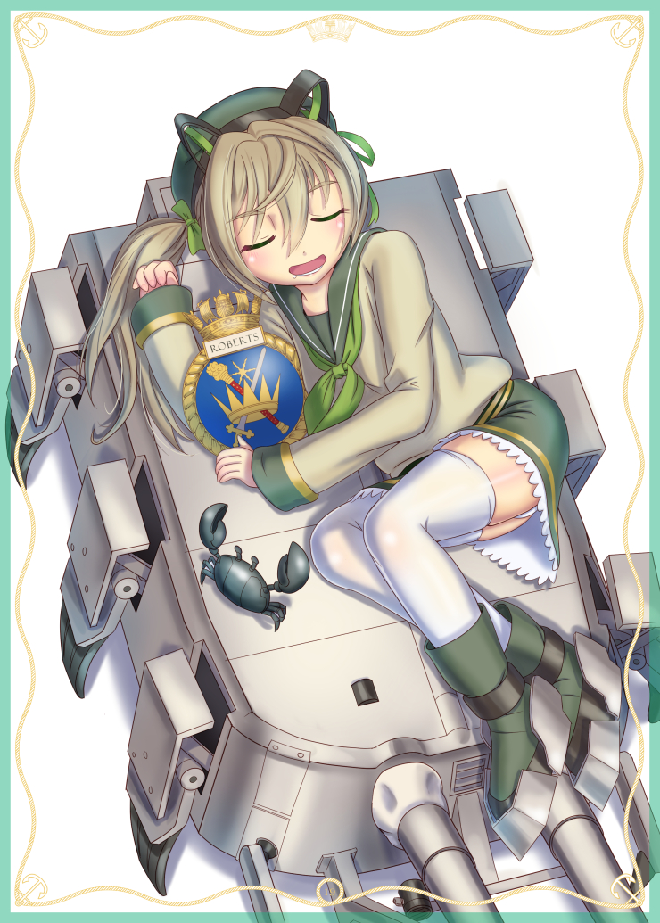 crab, roberts_(warship_girls_r), royal_navy, self-upload, solo, tagme, thighhighs, warship_girls_r