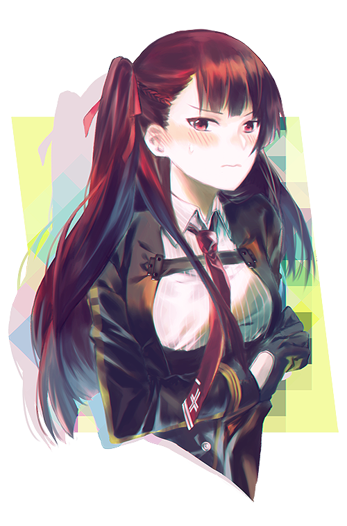 1girl, blazer, blush, breasts, closed_mouth, collared_shirt, cropped_torso, female_focus