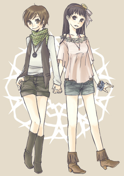 amagi_yukiko, armor87, atlus, bad_id, bad_pixiv_id, black_hair, brown_eyes, brown_hair