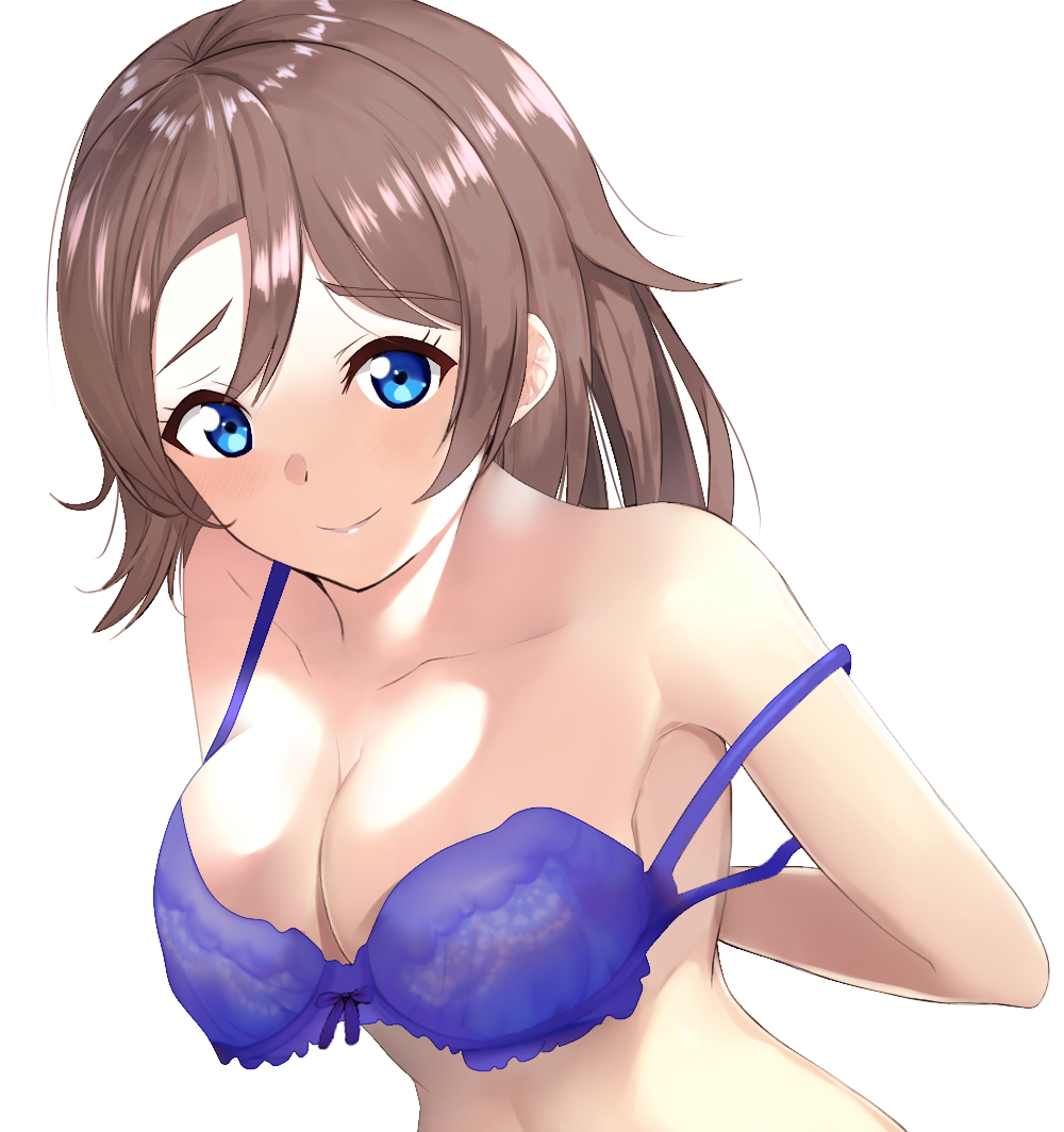 10s, 1girl, blue_eyes, bonfurai, bra, breasts, cleavage, collarbone