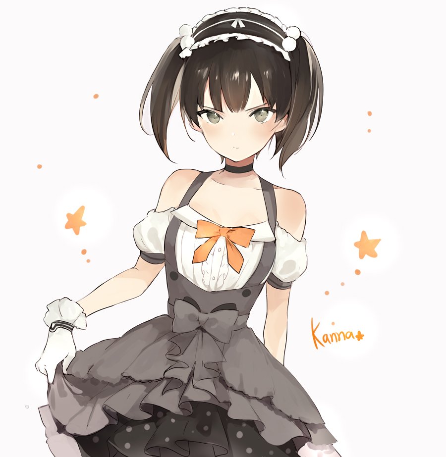 1girl, bare_shoulders, black_bow, black_bowtie, black_hair, blush, bow, bowtie