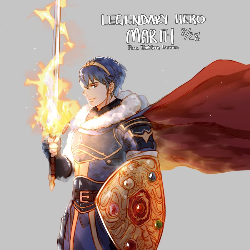 1boy, alternate_costume, armor, blue_eyes, blue_hair, cape, character_name, copyright_name