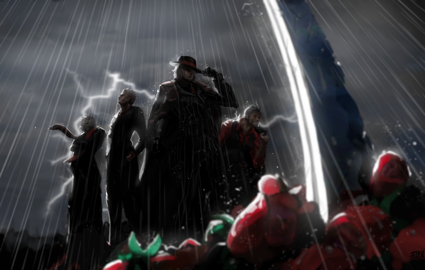 absurdres, agent_(dungeon_and_fighter), commentary, dungeon_and_fighter, flower, gunblader_(dungeon_and_fighter), hand_on_headwear, highres