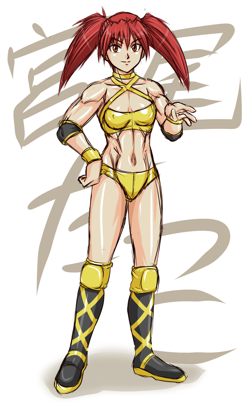 1girl, female_focus, highres, miyao_tatsuko, muscular, original, red_eyes, red_hair