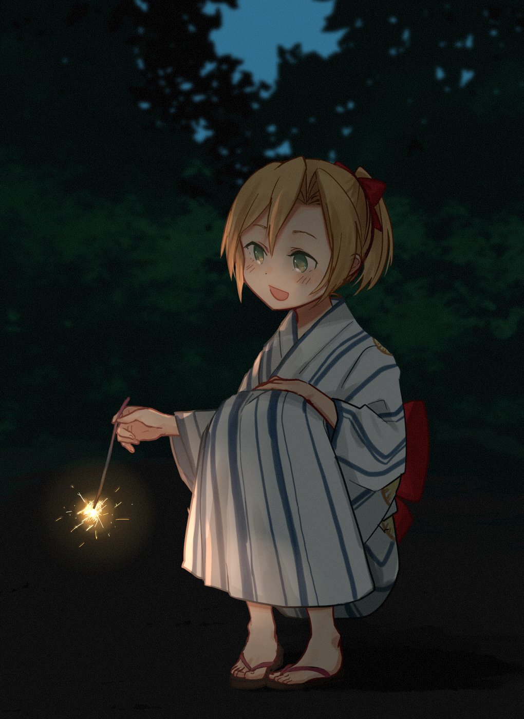 1girl, :d, alternate_costume, annin_musou, bad_id, bad_twitter_id, blonde_hair, blush