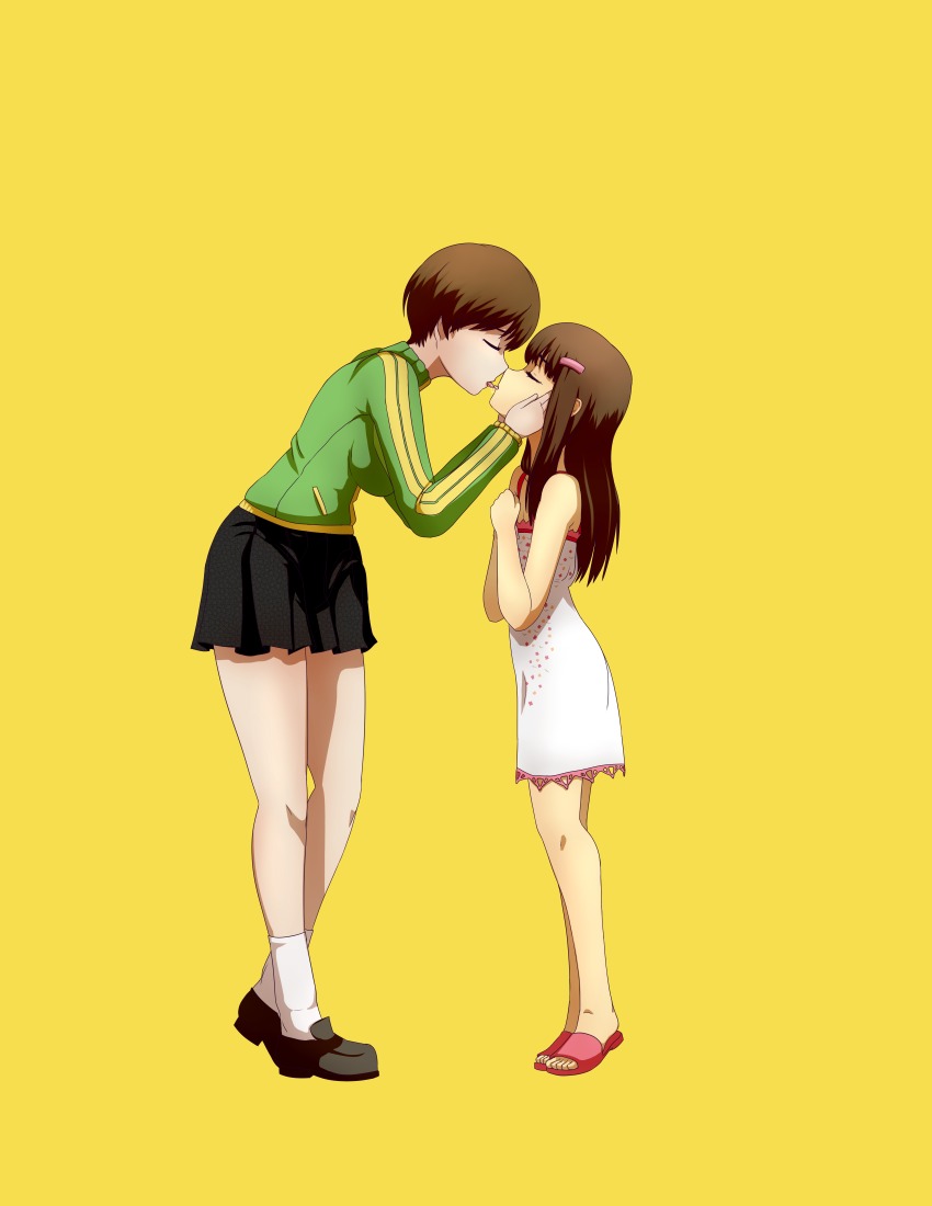 2girls, absurdres, age_difference, alternate_costume, alternate_hair_length, alternate_hairstyle, bob_cut, breasts