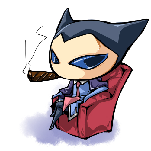 00s, 1boy, armchair, chair, cigar, full_body, crossed_legs, lowres