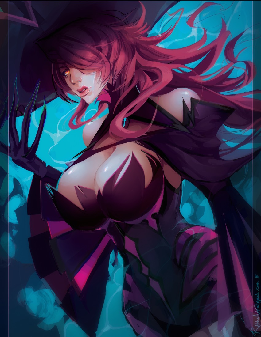 1girl, absurdres, blazblue, blazblue:_central_fiction, breasts, cleavage, detached_collar, dress