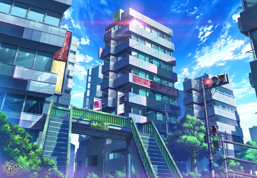 absurdres, artist_name, blue_sky, building, city, cloud, day, highres