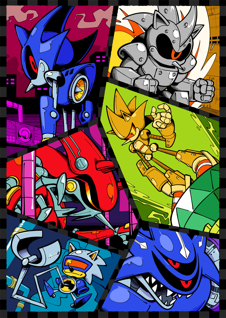 clenched_hands, cyclops, highres, joints, knuckles'_chaotix, master_emerald, mecha, mecha_sonic