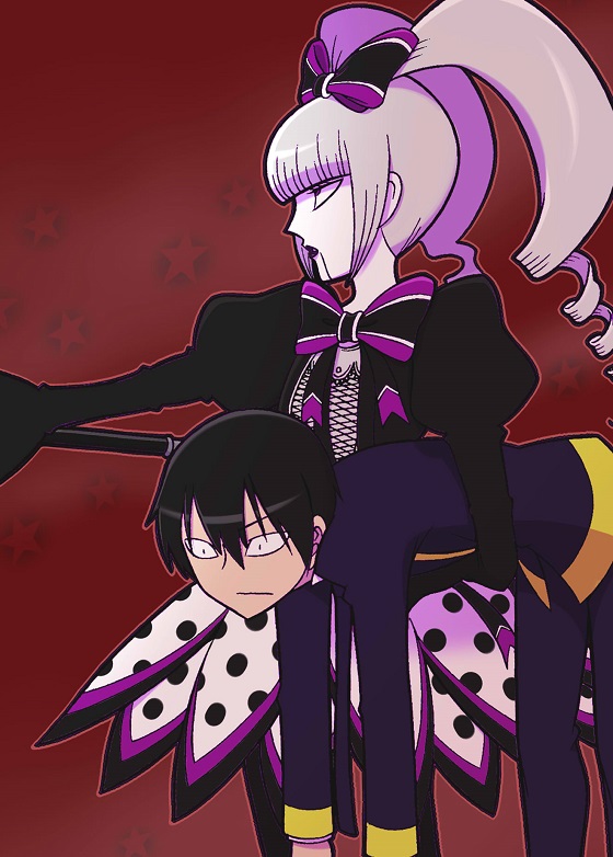 1boy, 1girl, bow, dress, explode-m_(rib), gothic_lolita, lolita_fashion, magical_girl_apocalypse