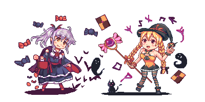 2girls, bad_id, bad_pixiv_id, black_cat, black_skirt, blonde_hair, blue_dress, braid