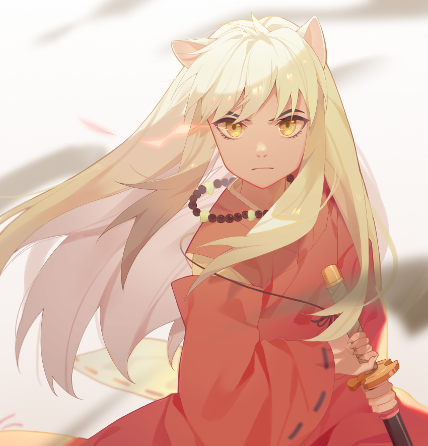 1boy, absurdres, animal_ears, dog_ears, frown, highres, inuyasha, inuyasha_(character)