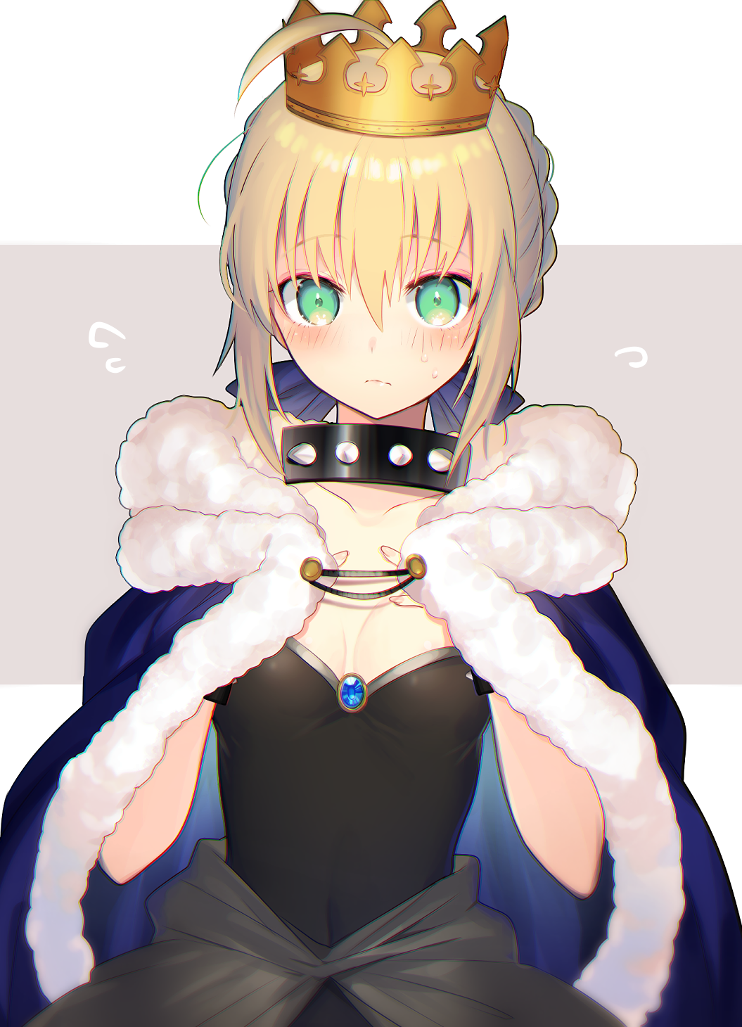 1girl, alternate_costume, antenna_hair, artoria_pendragon_(fate), blush, bowsette, bowsette_(cosplay), braid