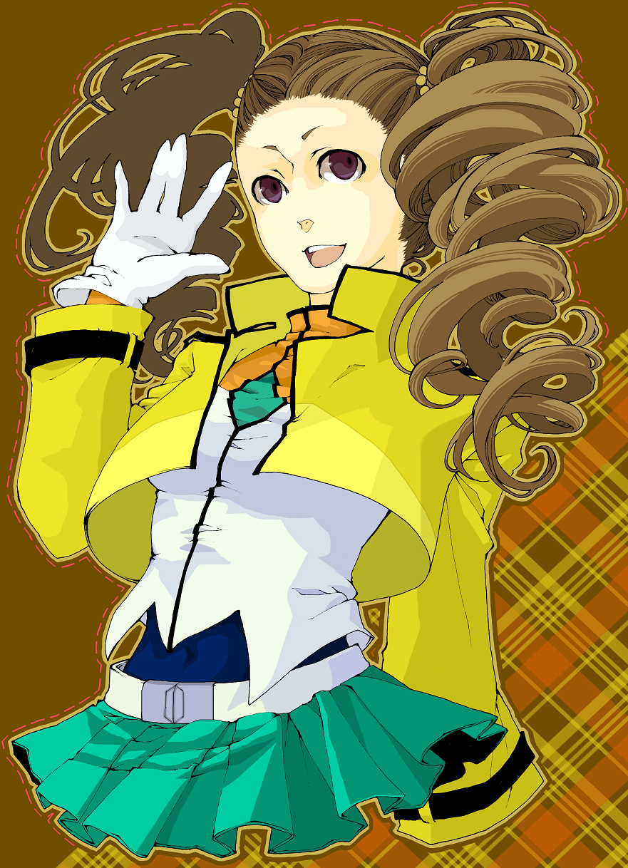 00s, bad_id, bad_pixiv_id, belt, brown_hair, curly_hair, drill_hair, gloves