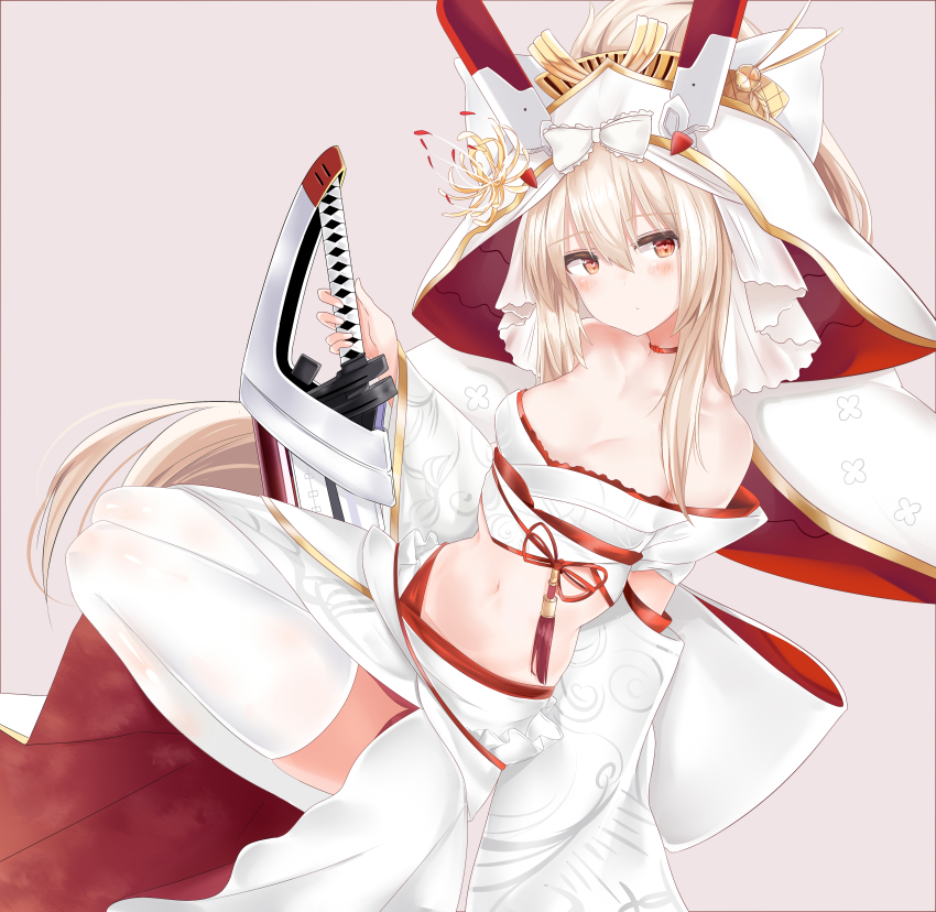 1girl, absurdres, alternate_costume, alternate_hairstyle, arm_support, ayanami_(azur_lane), azur_lane, bare_shoulders