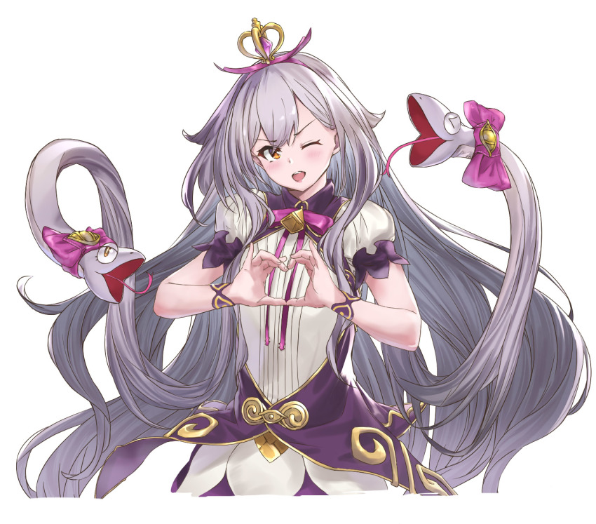 1girl, blush, breasts, dress, granblue_fantasy, hair_ornament, heart, highres