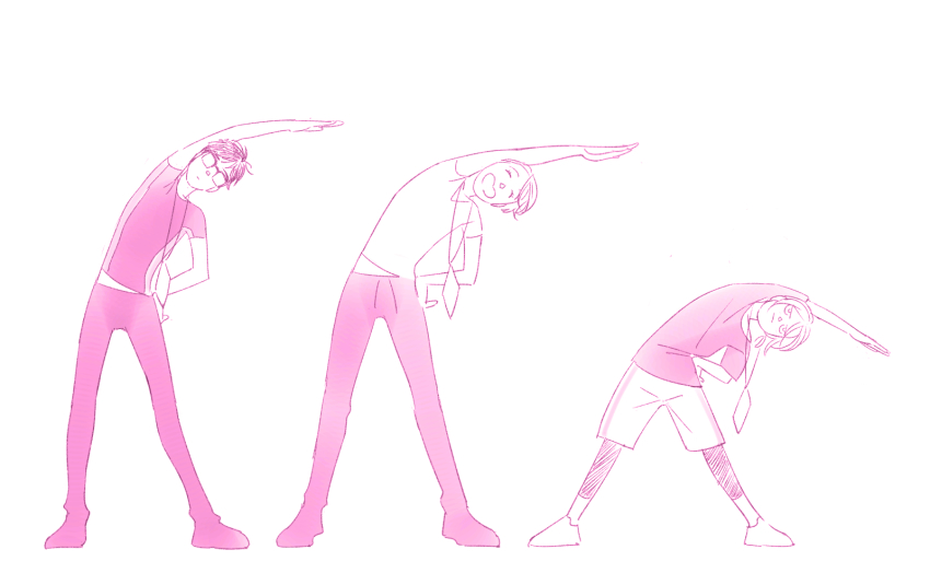 3boys, ^_^, closed_eyes, glasses, hand_on_own_hip, heart-shaped_mouth, highres, katsuki_yuuri