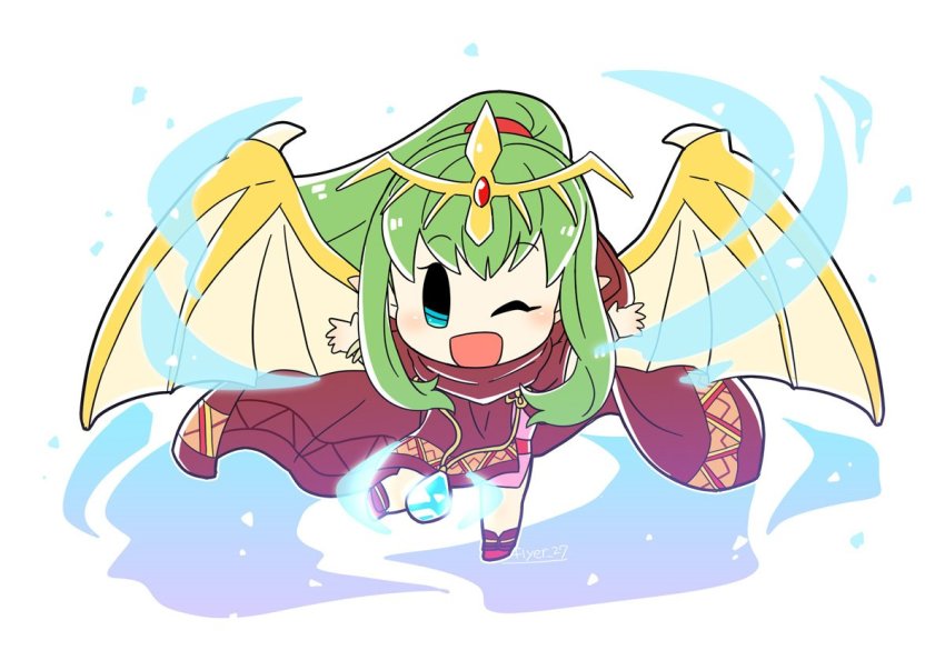 1girl, artist_name, bad_id, bad_twitter_id, bracelet, chibi, cloak, dragon_wings
