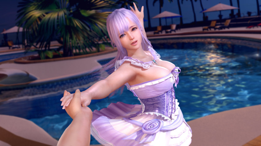 1girl, 3d, armpits, breasts, cleavage, dancing, dead_or_alive, dead_or_alive_xtreme
