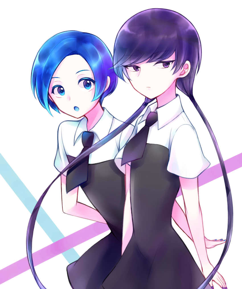 2others, absurdres, androgynous, benitoite_(houseki_no_kuni), blue_eyes, blue_hair, colored_eyelashes, crystal_hair