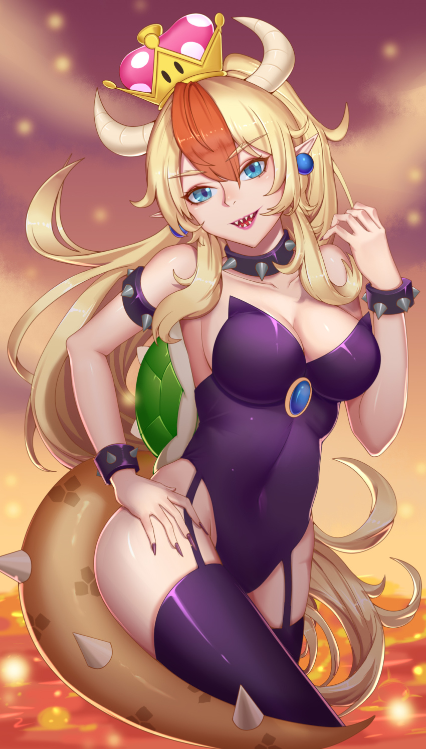 1girl, absurdres, armlet, bare_shoulders, black_collar, black_leotard, black_nails, black_thighhighs