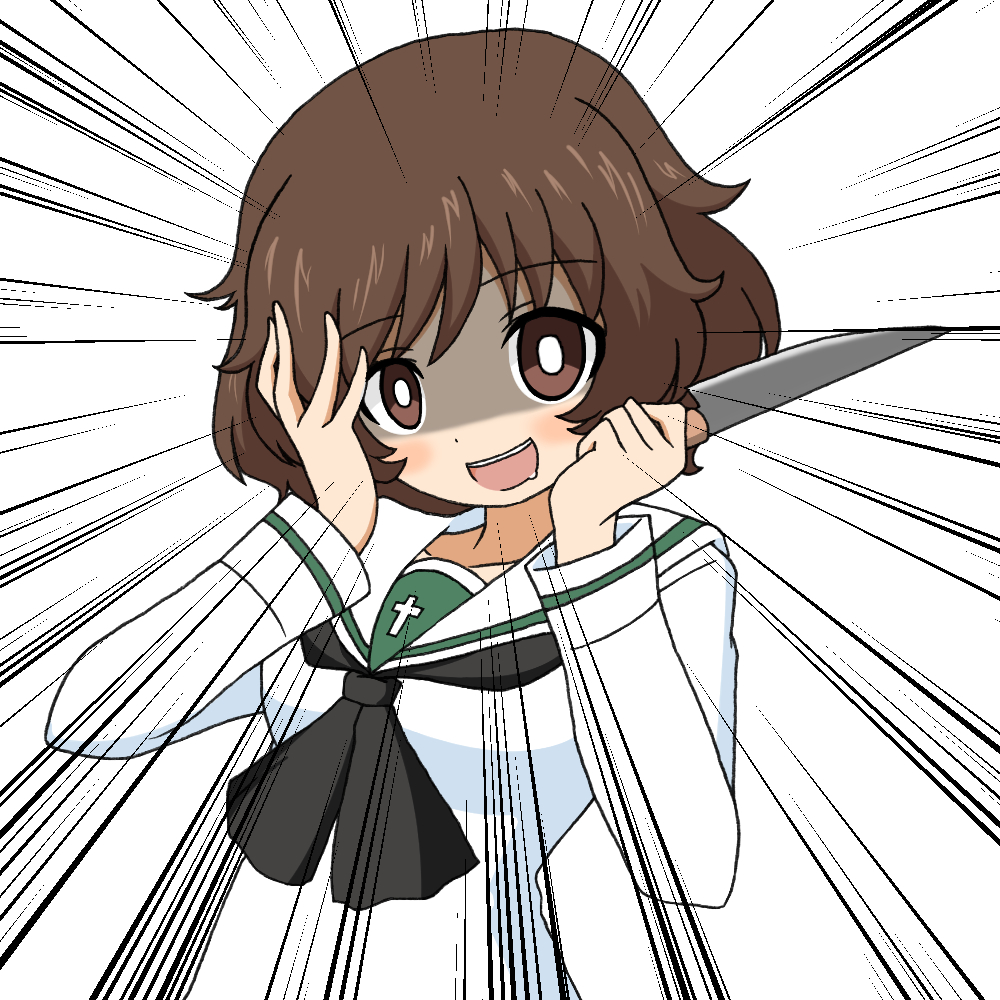 10s, 1girl, akiyama_yukari, black_neckerchief, blouse, bright_pupils, brown_eyes, brown_hair