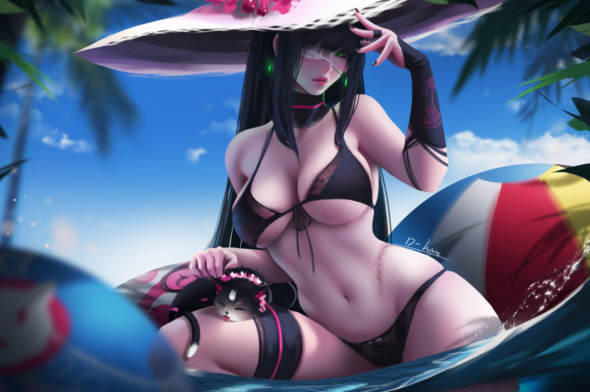 1girl, absurdres, artist_name, bad_id, bad_pixiv_id, ball, beach, beachball