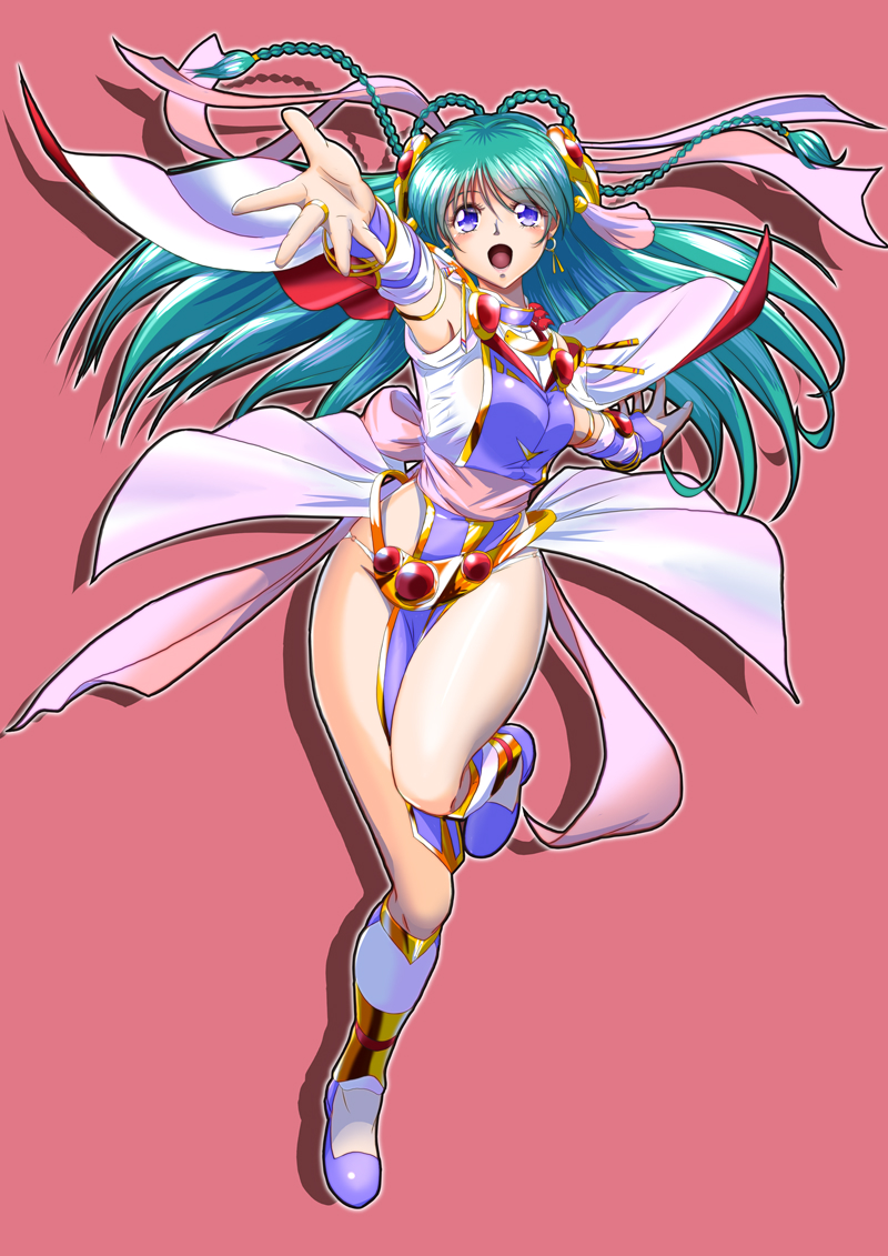 1girl, :d, aqua_hair, arm_warmers, armpits, back_bow, blue_eyes, boots