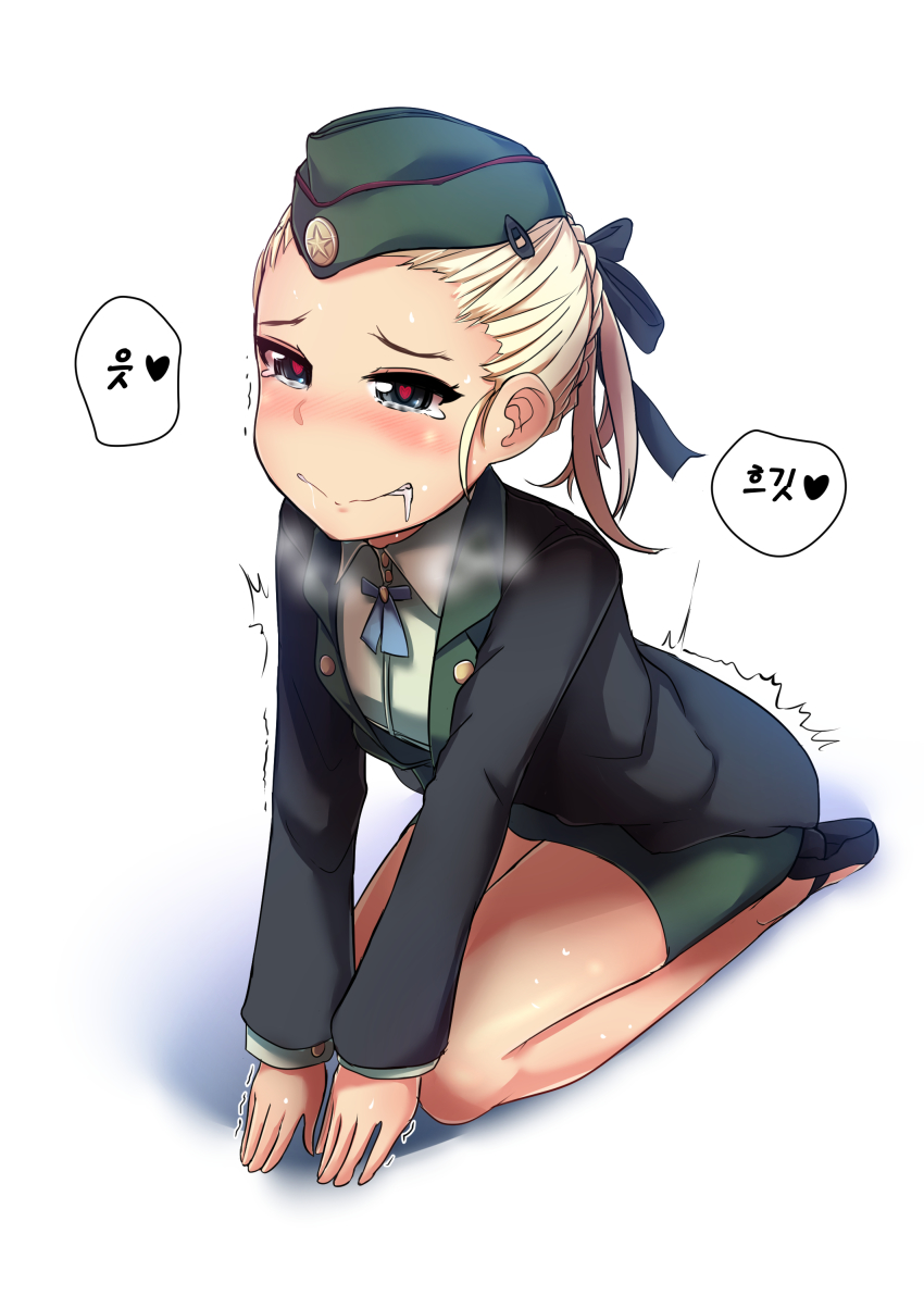 1girl, absurdres, black_jacket, blonde_hair, blue_eyes, blush, chibi, dogeza