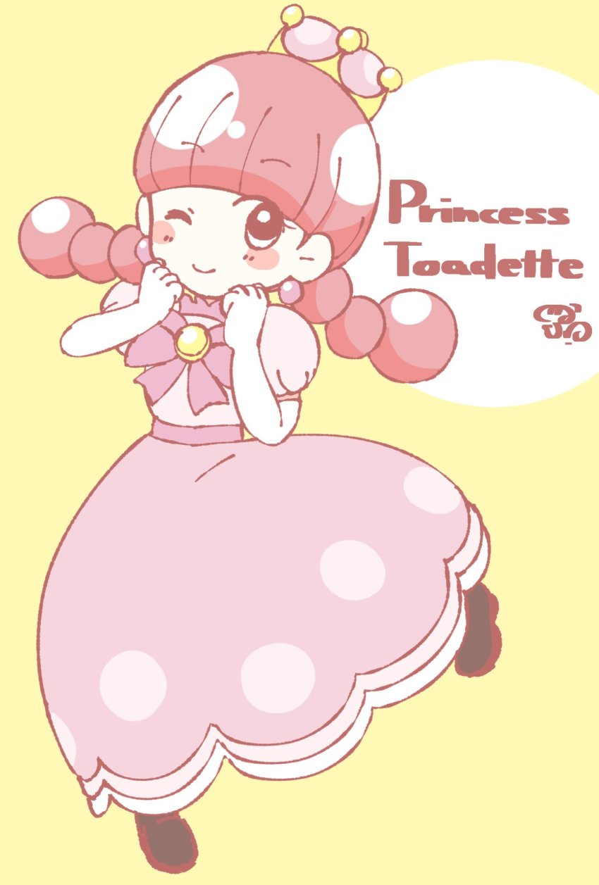 1girl, blunt_bangs, blush_stickers, bow, braid, character_name, cosplay, dress