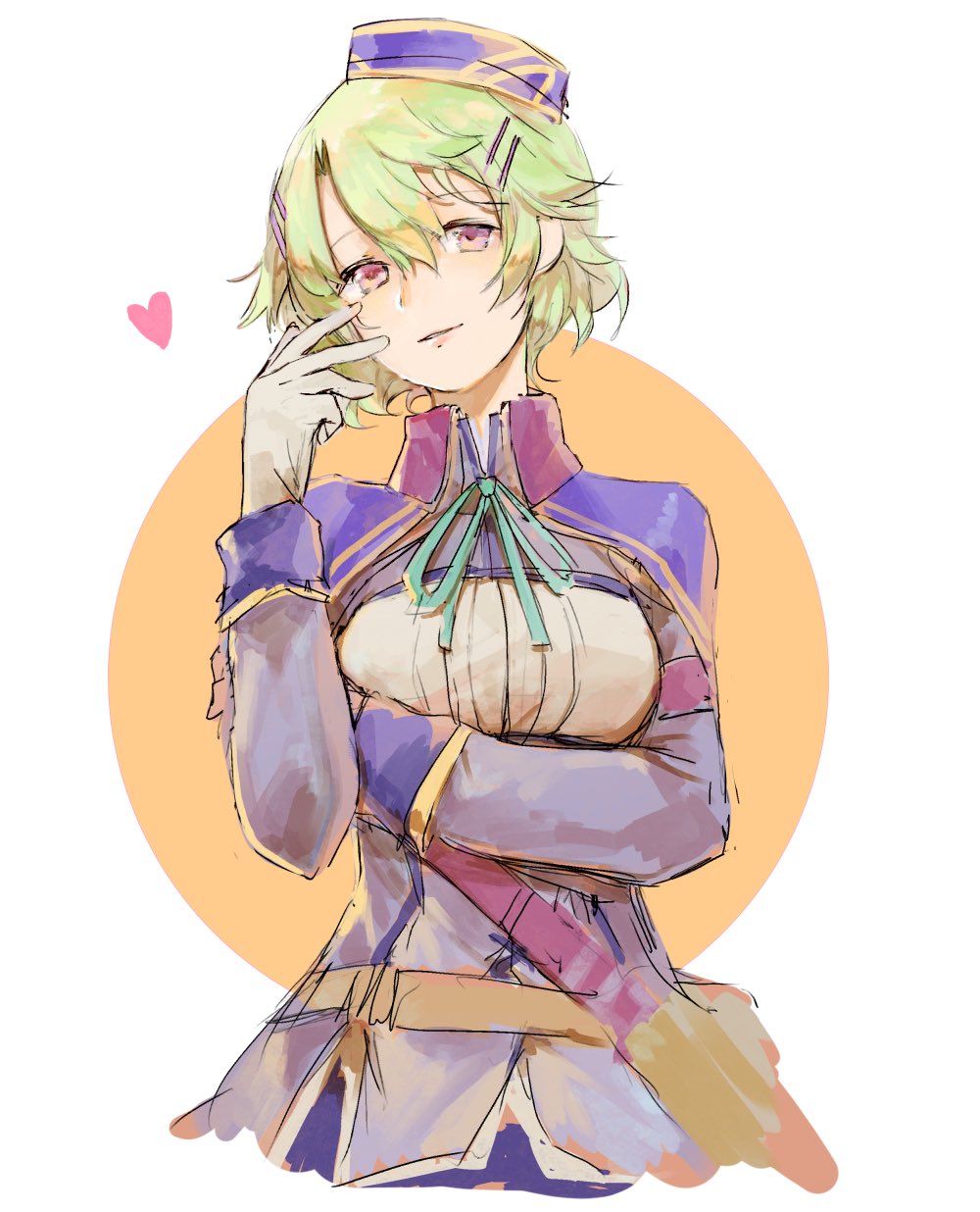 1girl, breasts, cowboy_shot, eiyuu_densetsu, falcom, female_focus, garrison_cap, gloves