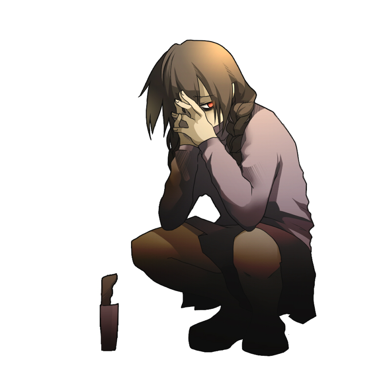 1girl, braid, dakkarubi, female_focus, knife, madotsuki, solo, twin_braids, yume_nikki