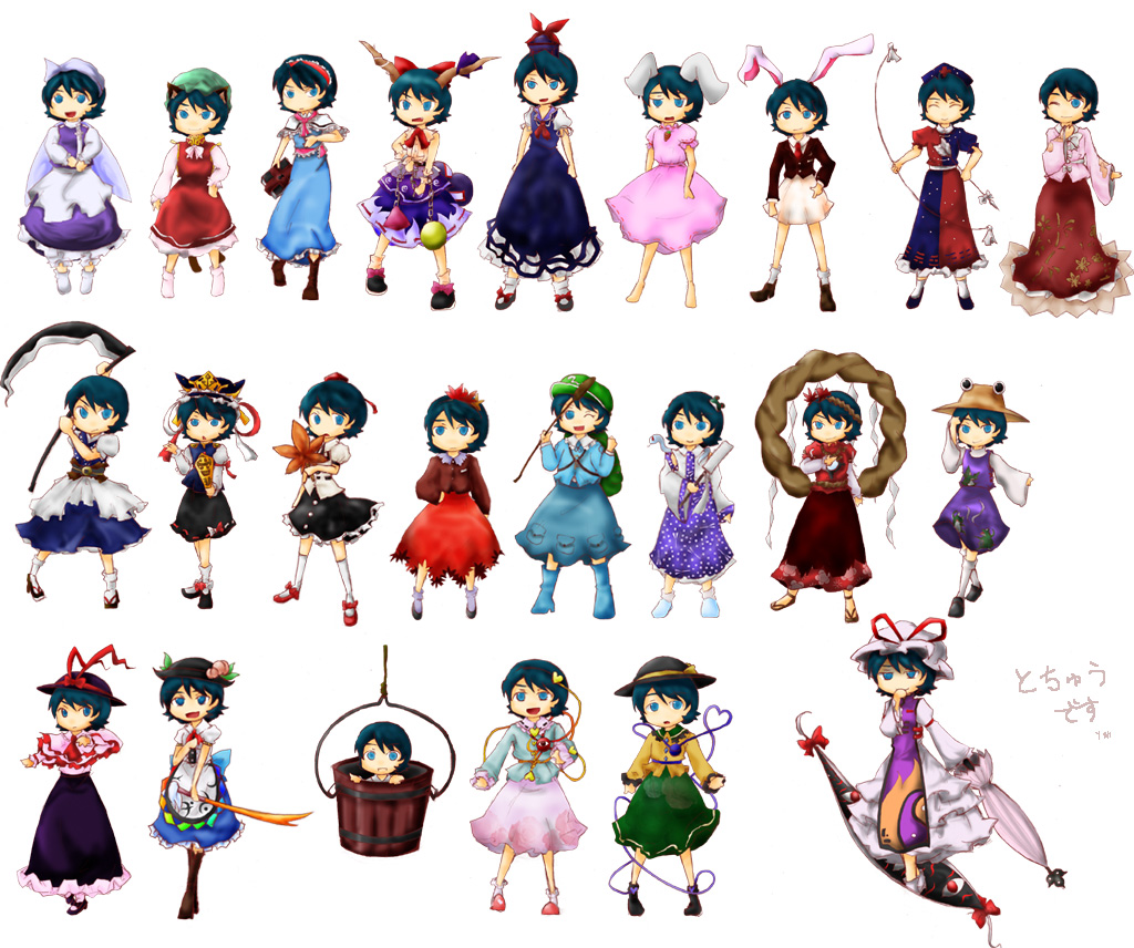 6+girls, :<, aki_shizuha, aki_shizuha_(cosplay), alice_margatroid, alice_margatroid_(cosplay), aokaze_(artist), bad_id