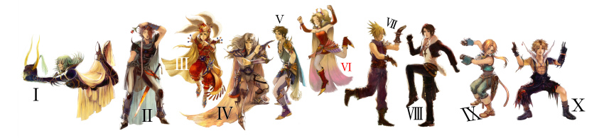 00s, 1980s_(style), 1990s_(style), 1girl, 6+boys, absurdres, bartz_klauser, cape