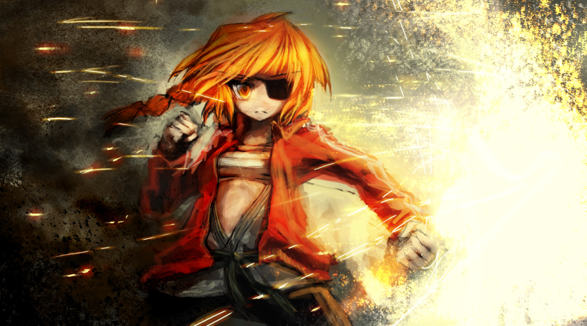 bad_id, bad_pixiv_id, bandages, blonde_hair, braid, eyepatch, flat_chest, gloves