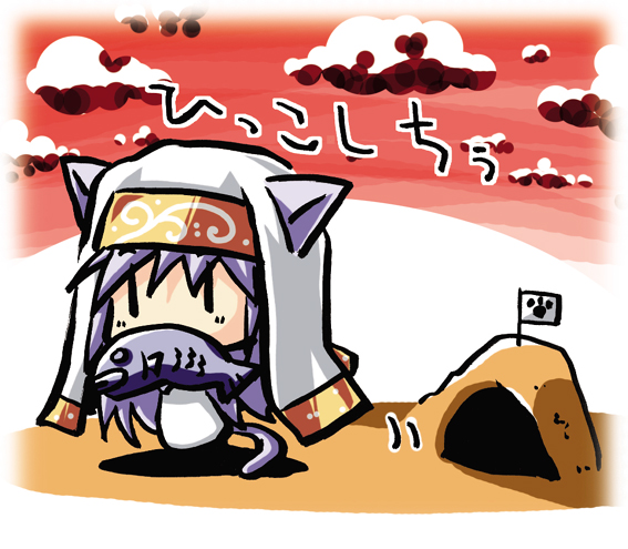 00s, akari_ryuryuwa, animal_ears, chibi, fish, habit, index_(toaru_majutsu_no_index), kemonomimi_mode, nun_headdress, nyandex, solo, tail, toaru_majutsu_no_index, |_|