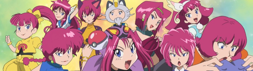 alolan_form, alolan_meowth, alternate_hairstyle, animal_ears, animal_hands, anime_screenshot, arbok, audino, ayanami_rei, ayanami_rei_(cosplay), cat_ears, cat_girl, cosplay, cowboy_bebop, crossover, faye_valentine, faye_valentine_(cosplay), fugou_keiji_balance:unlimited, gen_1_pokemon, gen_5_pokemon, gen_7_pokemon, haibara_ai, half-closed_eyes, hayashibara_megumi, hello_kitty, hello_kitty_(character), hello_kitty_(character)_(cosplay), highres, imitating, jessie_(pokemon), liepard, lime_(saber_j), long_hair, long_image, mahou_no_princess_minky_momo, mashin_eiyuuden_wataru, meitantei_conan, minky_momo, multiple_crossover, multiple_persona, natsume_atsuko, natsume_atsuko_(cosplay), neon_genesis_evangelion, nintendo, official_alternate_costume, paprika, paprika_(character), poke_ball, poke_ball_(basic), pokemon, pokemon_(anime), pokemon_sm093, pokemon_the_series:_sun_&amp;_moon, ponytail, ranma_1/2, retro_artstyle, saber_marionette_j, sanrio, saotome_ranma, shinobibe_himiko, short_hair, stitched, tagme, third-party_edit, v-shaped_eyebrows, voice_actor_connection, whiskers, wide_image
