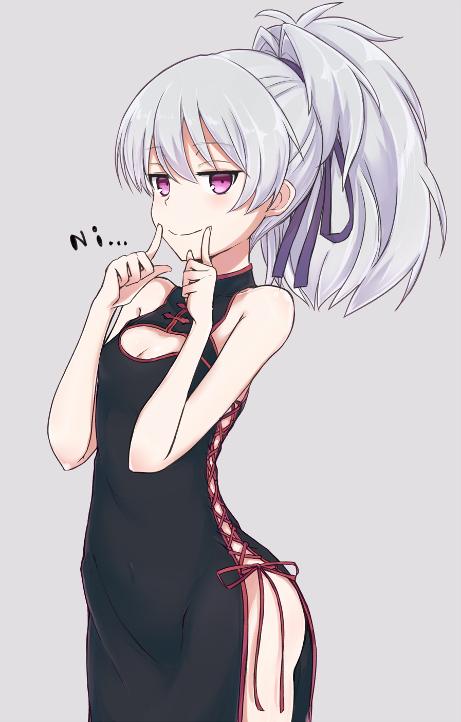 1girl, bare_arms, bare_shoulders, black_dress, breasts, cleavage, cleavage_cutout, closed_mouth