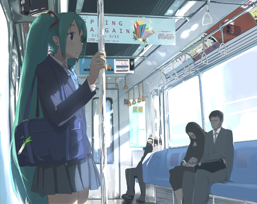 1girl, aqua_hair, bag, hatsune_miku, keisan, long_hair, school_bag, school_uniform