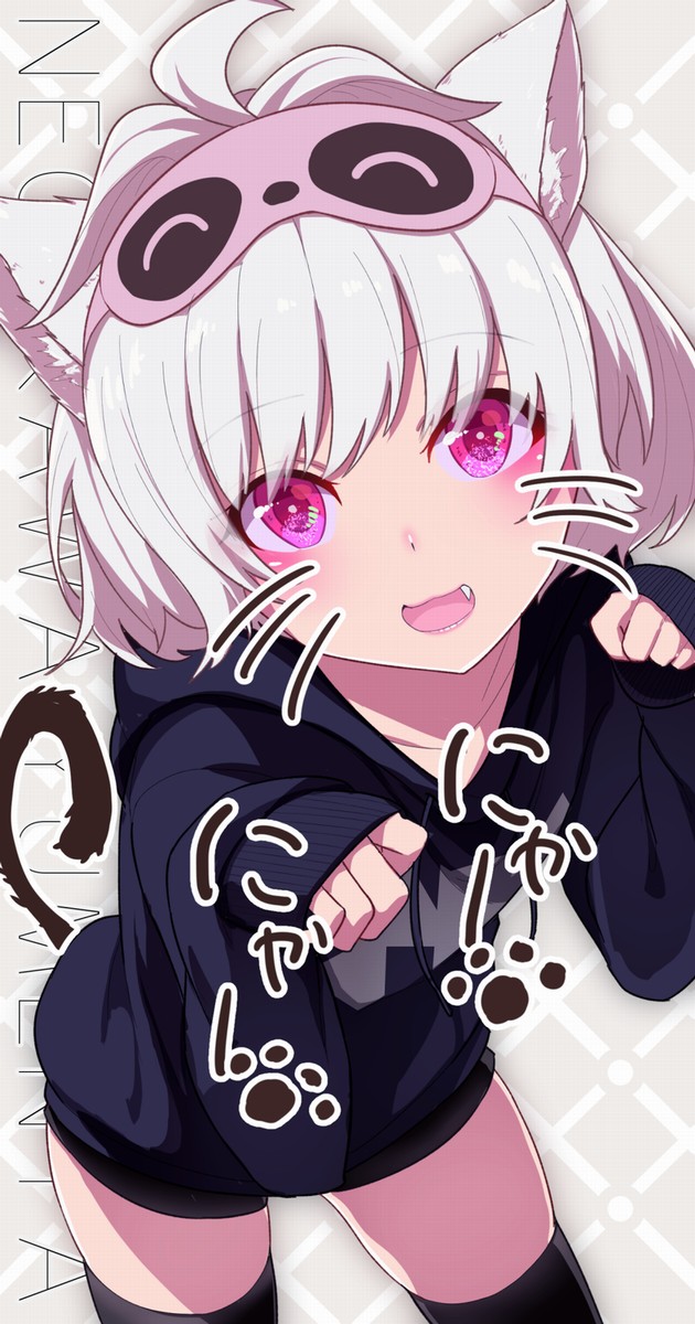 1girl, ahoge, animal_ear_fluff, animal_ears, black_hoodie, black_thighhighs, cat_ears, cat_girl