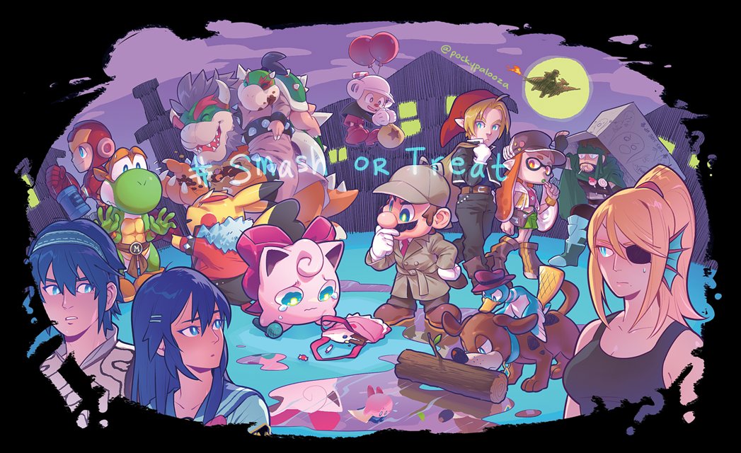 alternate_costume, animal_crossing, beard, black_hair, blonde_hair, blue_eyes, blue_hair, bowser