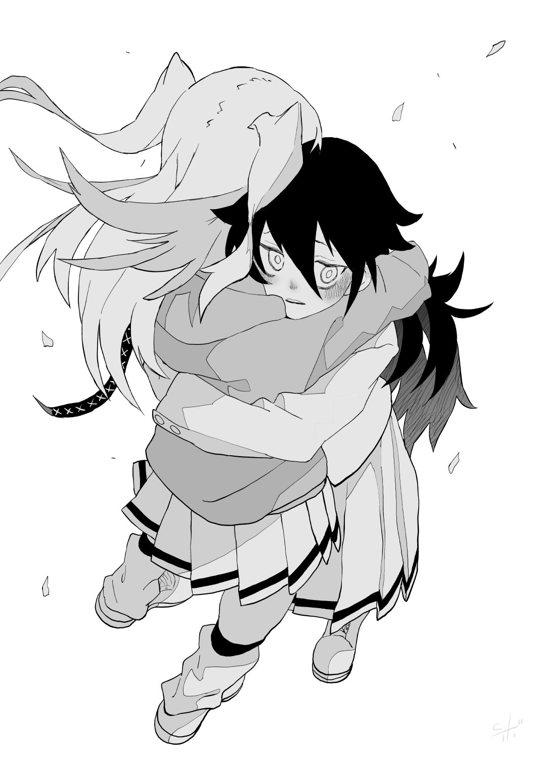 2girls, artist_name, bad_id, bad_twitter_id, bags_under_eyes, blazer, blush, c-button